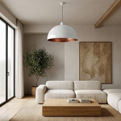 BRILAGI - LED-rippvalgusti kaablil METALO 1xE27/40W/230V läbimõõt 60 cm valge/vaskne