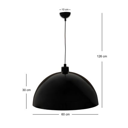 BRILAGI - LED-rippvalgusti kaablil METALO 1xE27/40W/230V Ø 60 cm must/vaskne