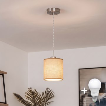 Brilagi – LED-rippvalgusti kaablil NUBILA 1xE27/60W/230V, läbimõõt 14 cm, helepruun