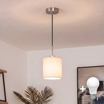 Brilagi - LED-rippvalgusti kaablil NUBILA 1xE27/60W/230V Ø 14 cm must/kreemjas