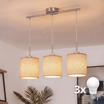 Brilagi - LED-rippvalgusti kaablil NUBILA 3xE27/60W/230V helepruun