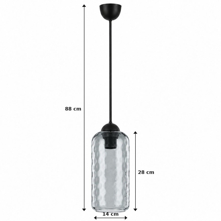 BRILAGI - LED-ripatslühter kaablil RETRO GLASS 1xE27/60W/230V Ø 14 cm must/suitsuhall