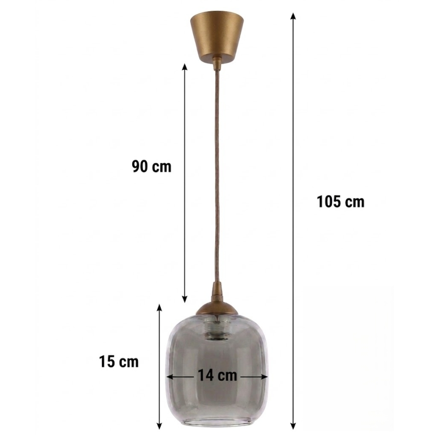 BRILAGI - LED-ripatsvalgusti kaablile RETRO GLASS 1xE27/60W/230V läbimõõt 14 cm pruun/suitsuhall