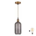 BRILAGI - LED-rippvalgusti kaablil RETRO GLASS 1xE27/60W/230V läbimõõt 14 cm kuldne/suitsuhall