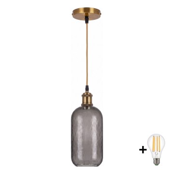 BRILAGI - LED-rippvalgusti kaablil RETRO GLASS 1xE27/60W/230V läbimõõt 14 cm kuldne/suitsuhall