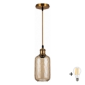 BRILAGI - LED rippvalgusti kaablil RETRO GLASS 1xE27/60W/230V läbimõõt 14 cm kuldne/suitsune pruun