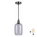BRILAGI - LED-rippvalgusti kaablil RETRO GLASS 1xE27/60W/230V läbimõõt 14 cm must/suitsuhall