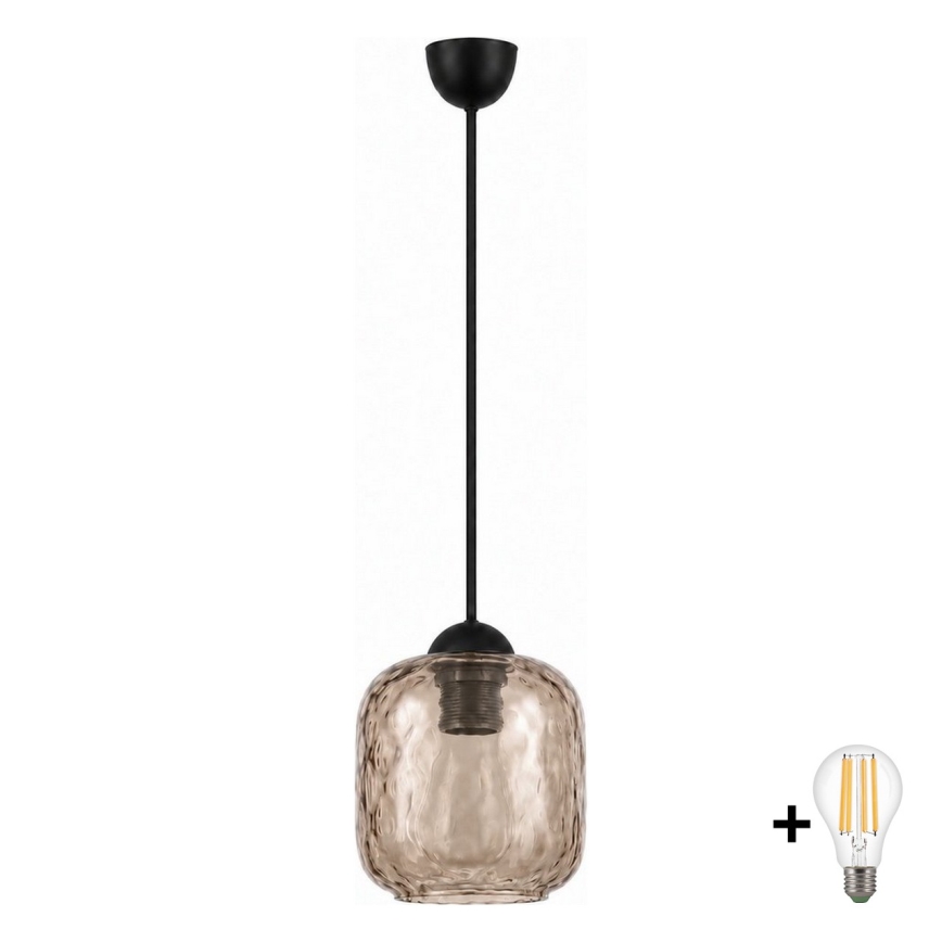 BRILAGI - LED-rippvalgusti kaablil RETRO GLASS 1xE27/60W/230V läbimõõt 14 cm must/suitsune pruun