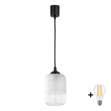 BRILAGI - LED-rippvalgusti kaablil RETRO GLASS 1xE27/60W/230V, läbimõõt 14 cm, must/valge
