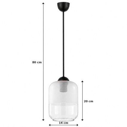 BRILAGI - LED-rippvalgusti kaablil RETRO GLASS 1xE27/60W/230V, läbimõõt 14 cm, must/valge