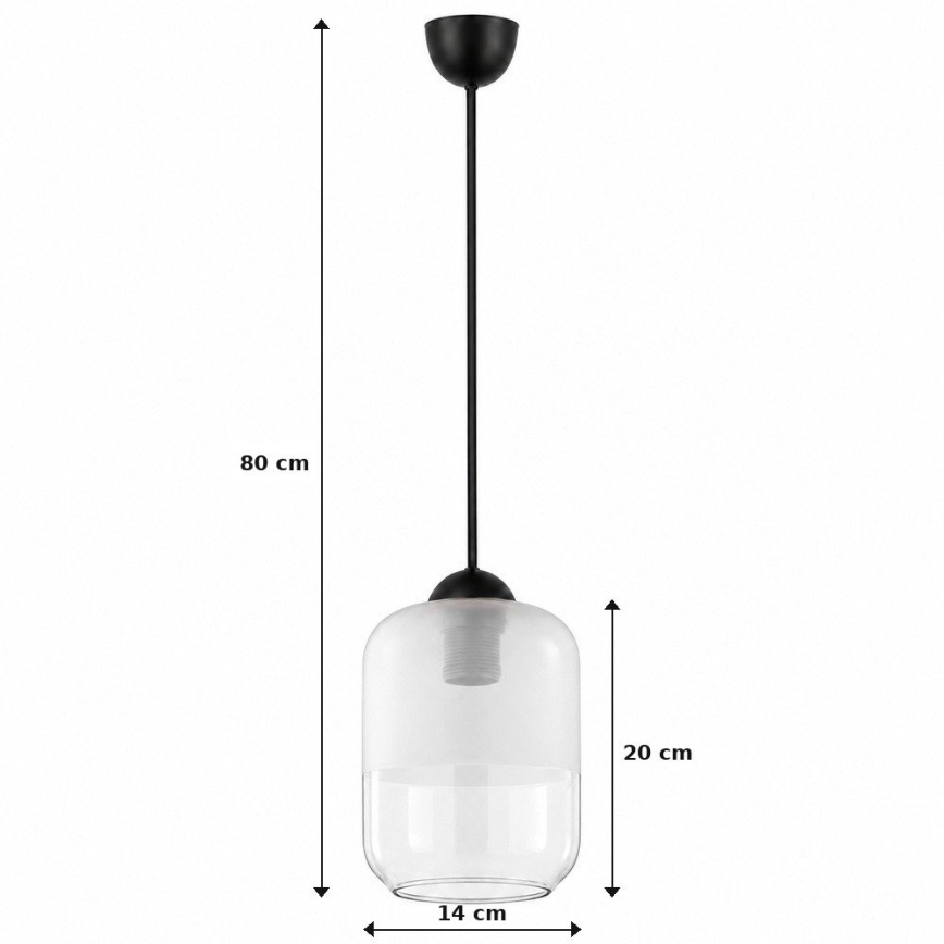 BRILAGI - LED-rippvalgusti kaablil RETRO GLASS 1xE27/60W/230V, läbimõõt 14 cm, must/valge