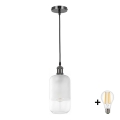 BRILAGI - LED-rippvalgusti kaablil RETRO GLASS 1xE27/60W/230V, läbimõõt 14 cm, must/valge
