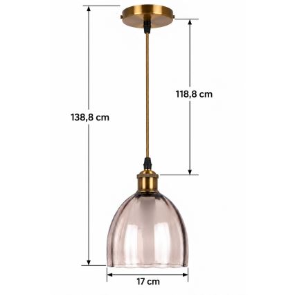 BRILAGI - LED rippvalgusti kaabliga RETRO GLASS 1xE27/60W/230V läbimõõt 17 cm kuldne/suitsune beež
