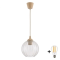 BRILAGI - LED-rippvalgusti kaablil RETRO GLASS 1xE27/60W/230V, läbimõõt 18 cm, beež/selge