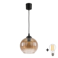BRILAGI - LED-rippvalgusti kaablil RETRO GLASS 1xE27/60W/230V, läbimõõt 18 cm, must/suitsune pruun