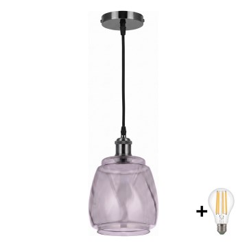 BRILAGI - LED-rippvalgusti kaablil RETRO GLASS 1xE27/60W/230V läbimõõt 26 cm must/suitsuhall