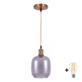 BRILAGI - LED-rippvalgusti kaablil RETRO GLASS 1xE27/60W/230V ø 14 cm kuldne/suitsuhall