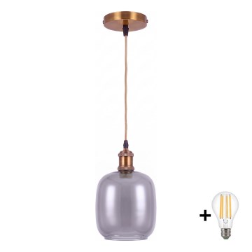 BRILAGI - LED-rippvalgusti kaablil RETRO GLASS 1xE27/60W/230V ø 14 cm kuldne/suitsuhall