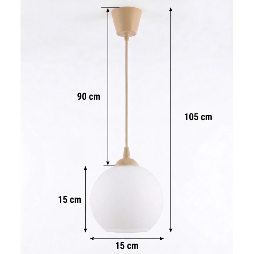 BRILAGI - LED-rippvalgusti kaablil RETRO GLASS 1xE27/60W/230V Ø 15 cm beež/valge
