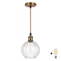 BRILAGI - LED-rippvalgusti kaablil RETRO GLASS 1xE27/60W/230V Ø 18 cm kuldne/läbipaistev