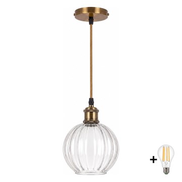 BRILAGI - LED-rippvalgusti kaablil RETRO GLASS 1xE27/60W/230V Ø 18 cm kuldne/läbipaistev