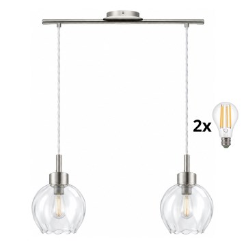 BRILAGI - LED rippvalgusti kaablil RETRO GLASS 2xE27/60W/230V mattkroom/läbipaistev