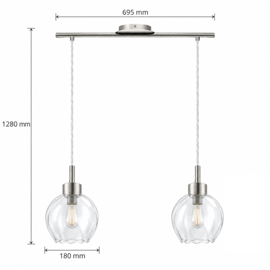 BRILAGI - LED rippvalgusti kaablil RETRO GLASS 2xE27/60W/230V mattkroom/läbipaistev