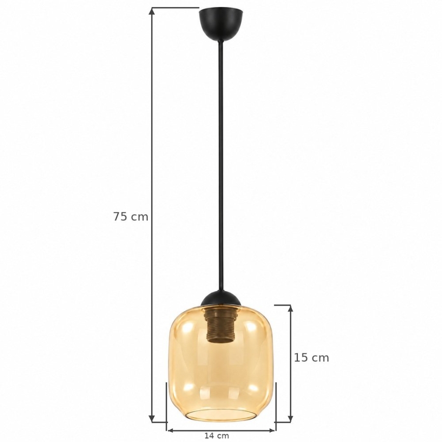 BRILAGI - LED-lühter juhtmel RETRO GLASS 1xE27/60W/230V läbimõõt 14 cm must/suitsupruun
