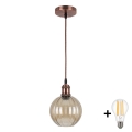 BRILAGI - LED-rippvalgusti kaablile RETRO GLASS 1xE27/60W/230V Ø 18 cm, vaskne/suitsupruun