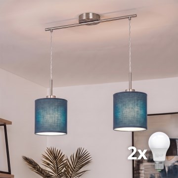 Brilagi - LED-rippvalgusti köiega NUBILA 2xE27/60W/230V tumesinine