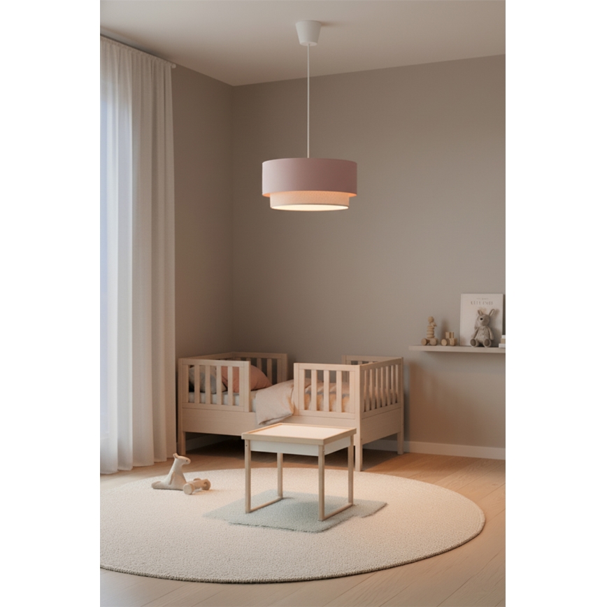Brilagi - LED-rippvalgusti nööril BOHO BOBO 1xE27/60W/230V läbimõõt 40 cm roosa/kreem