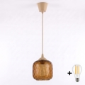 BRILAGI - LED rippvalgusti nööril RETRO KLAAS 1xE27/60W/230V läbimõõt 14 cm beež/suitsupruun