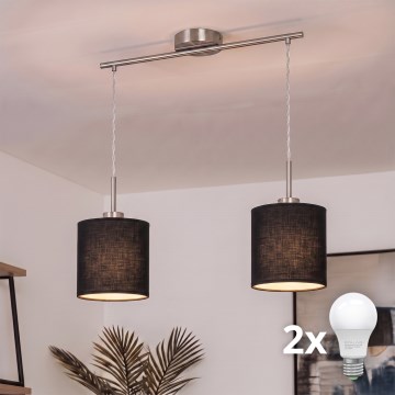 Brilagi - LED-rippvalgusti NUBILA kaabliga 2xE27/60W/230V must