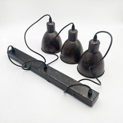 Brilagi - LED-rippvalgusti RIDDY kaabliga 3xE27/60W/230V vask/patina