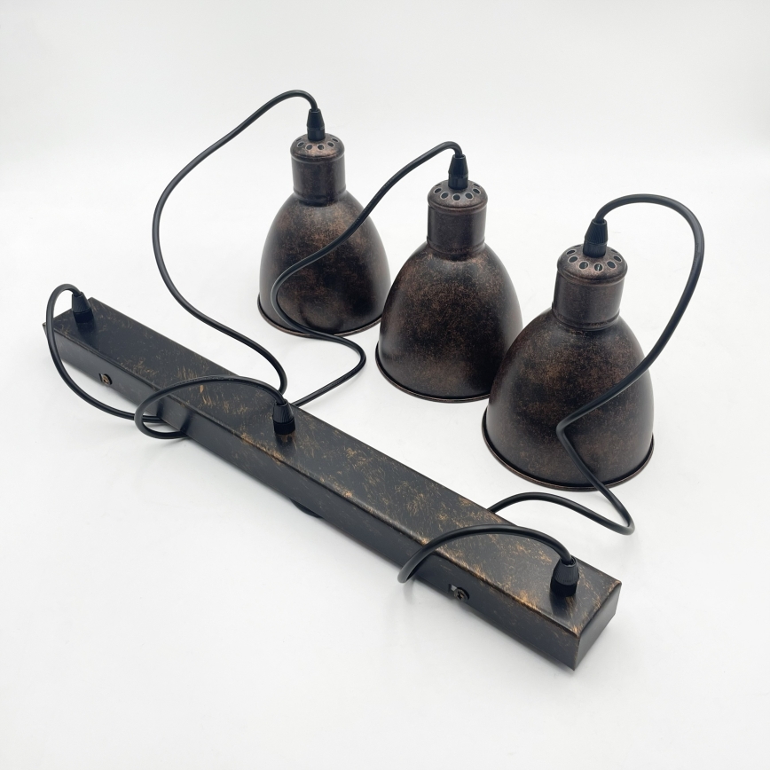 Brilagi - LED-rippvalgusti RIDDY kaabliga 3xE27/60W/230V vask/patina