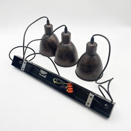 Brilagi - LED-rippvalgusti RIDDY kaabliga 3xE27/60W/230V vask/patina
