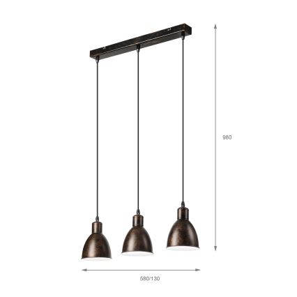 Brilagi - LED-rippvalgusti RIDDY kaabliga 3xE27/60W/230V vask/patina