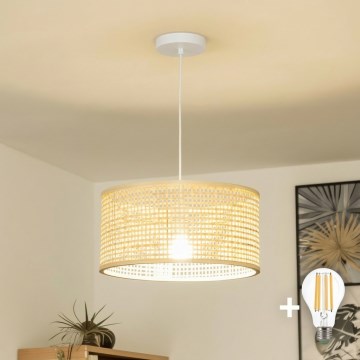Brilagi - LED-rippvalgusti riputuskaabliga CERIA BOHO 1xE27/40W/230V läbimõõt 25 cm bambusest