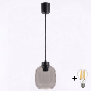 BRILAGI - LED rippvalgusti riputuskaabliga RETRO GLASS 1xE27/60W/230V läbimõõt 14 cm must/suitsuhall