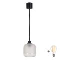 BRILAGI - LED-rippvalgusti riputuskaabliga RETRO GLASS 1xE27/60W/230V läbimõõt 14 cm must/valge