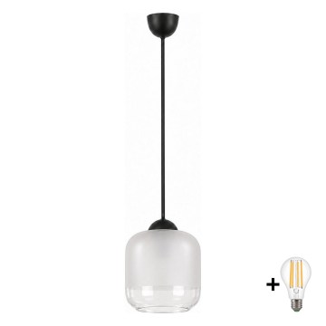 BRILAGI - LED-rippvalgusti riputuskaabliga RETRO GLASS 1xE27/60W/230V läbimõõt 14 cm must/valge