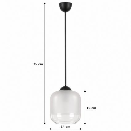 BRILAGI - LED-rippvalgusti riputuskaabliga RETRO GLASS 1xE27/60W/230V läbimõõt 14 cm must/valge