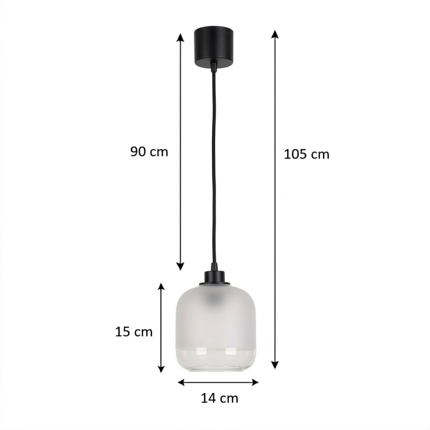BRILAGI - LED-rippvalgusti riputuskaabliga RETRO GLASS 1xE27/60W/230V läbimõõt 14 cm must/valge