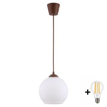 BRILAGI - LED-rippvalgusti riputuskaabliga RETRO GLASS 1xE27/60W/230V läbimõõt 15 cm pruun/valge