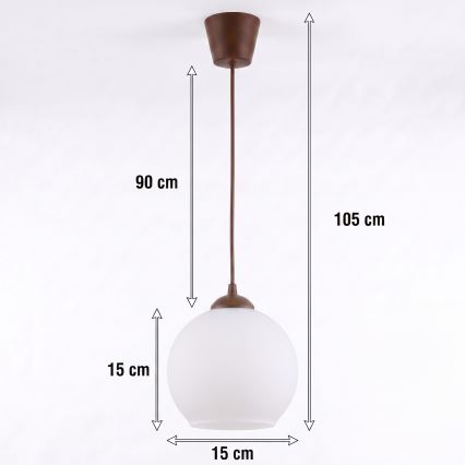 BRILAGI - LED-rippvalgusti riputuskaabliga RETRO GLASS 1xE27/60W/230V läbimõõt 15 cm pruun/valge