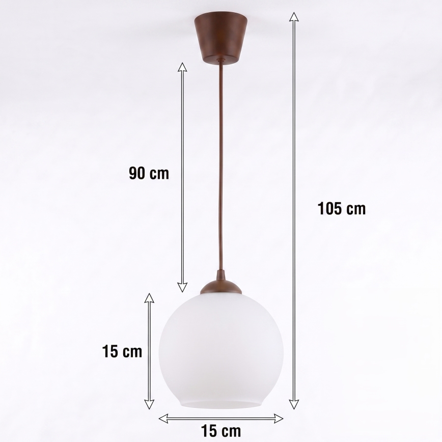 BRILAGI - LED-rippvalgusti riputuskaabliga RETRO GLASS 1xE27/60W/230V läbimõõt 15 cm pruun/valge