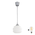 BRILAGI - LED-rippvalgusti riputuskaabliga RETRO GLASS 1xE27/60W/230V läbimõõt 20 cm hõbedane/valge