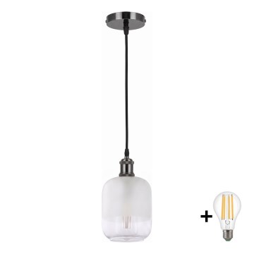 BRILAGI - LED rippvalgusti riputuskaabliga RETRO GLASS 1xE27/60W/230V Ø 14 cm must/valge