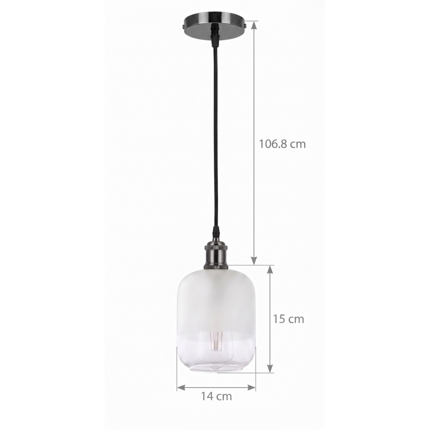 BRILAGI - LED rippvalgusti riputuskaabliga RETRO GLASS 1xE27/60W/230V Ø 14 cm must/valge
