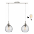 BRILAGI - LED-rippvalgusti riputuskaabliga RETRO GLASS 2xE27/60W/230V mattkroom/suitsuhall